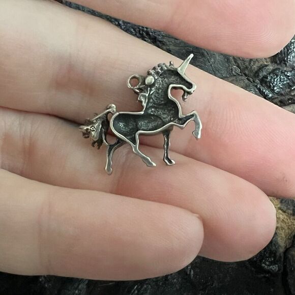 Vintage Sterling Silver Charm Unicorn Magical Whimsical Fairytale Story - Picture 4 of 9